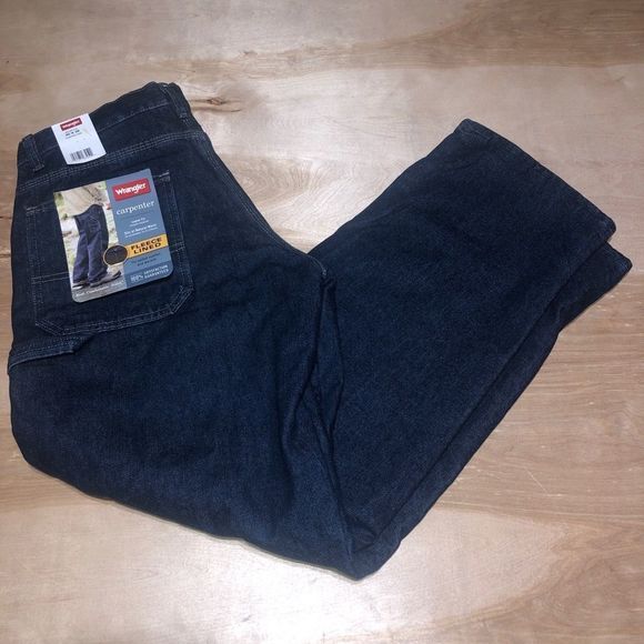 Wrangler Other - Wrangler Fleece Lined Carpenter Blue Jeans Work Heavy Denim Straight 30x32 NWT